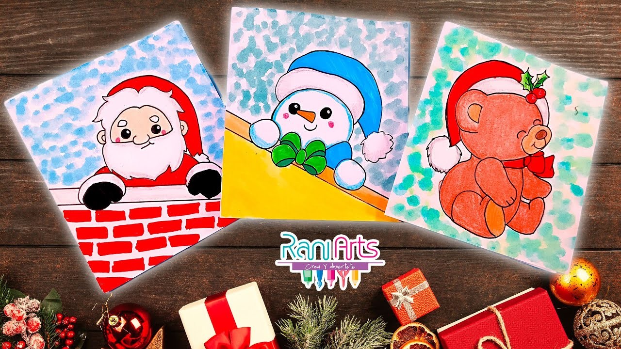 Dibuja tus TARJETAS DE NAVIDAD rápido y fácil - DIY - How to make Christmas cards easy!