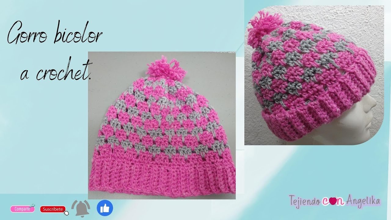 Gorro bicolor a crochet #crochet  #tejido #fácil #moda