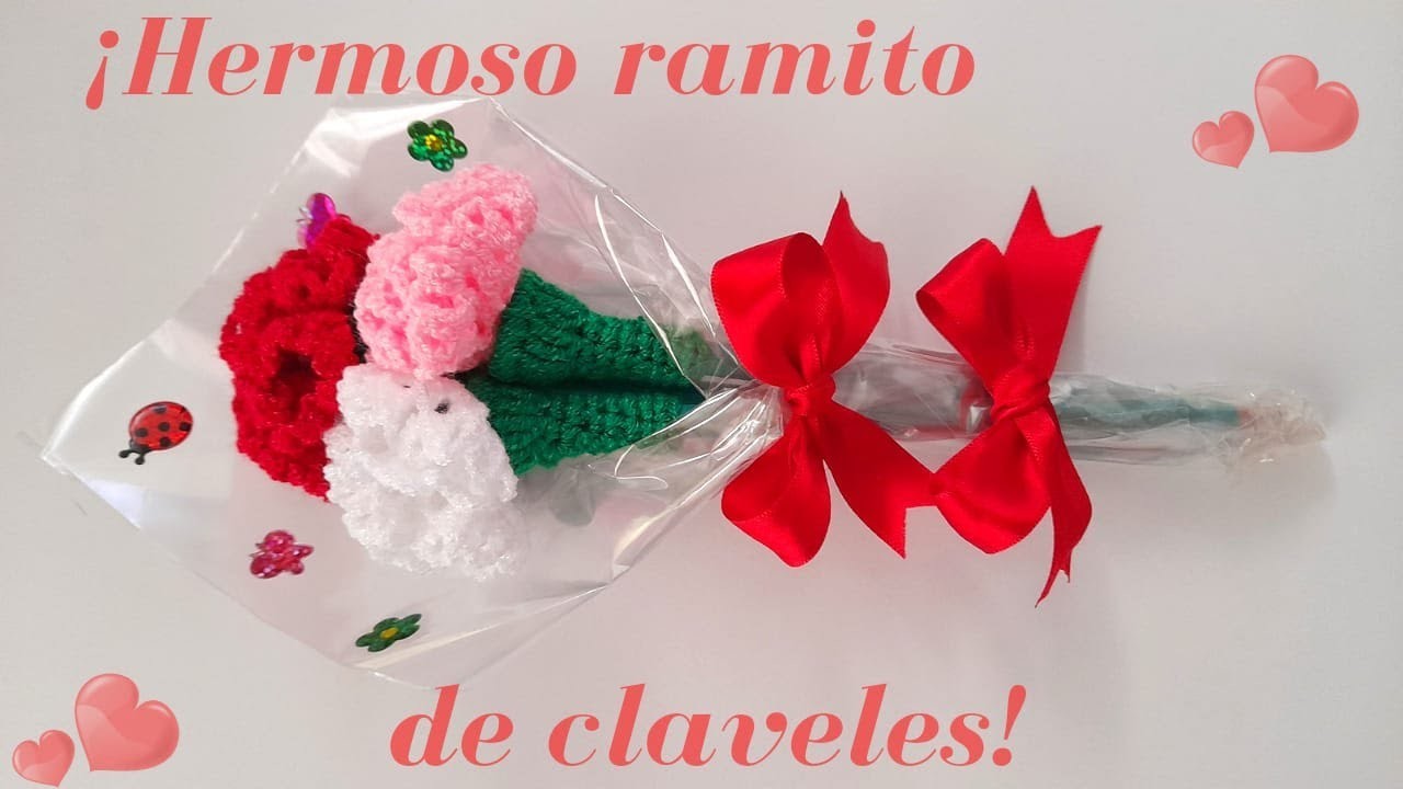 Aprende a tejer sencillos Claveles ???? en CROCHET| REGALOS 14 DE FEBRERO  W.Subtitle in 12 languages????