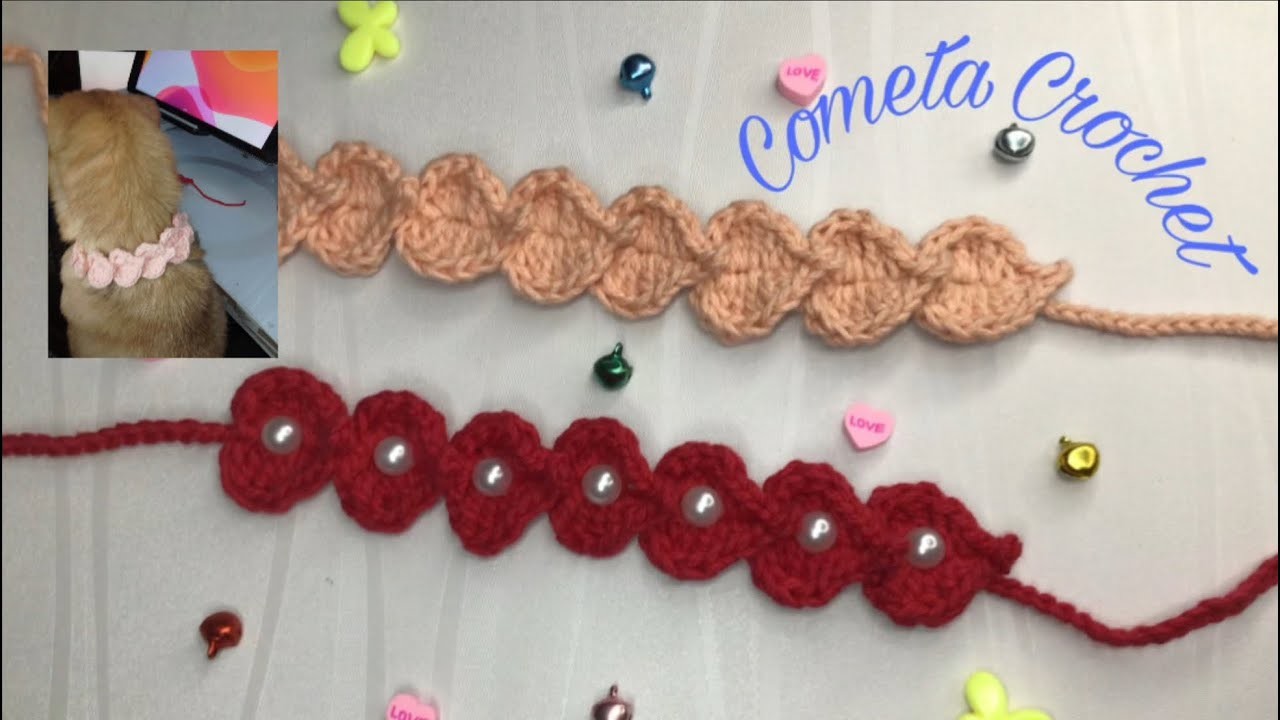 Diadema Corazones.accesorio mascotas facil y rápido  (????????????????) #crochet #tejido #sanvalentin