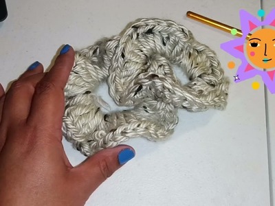 Scrunchie  tejida a crochet para el cabello. tutorial paso a paso