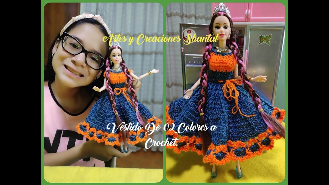 Hermoso Vestido De 02 Colores a Crochet.
