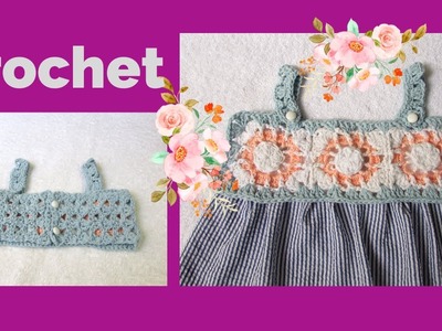 Otra forma de tejer el canesú de un  vestido CON CUADRADOS #crochet #modomagda (cinco)
