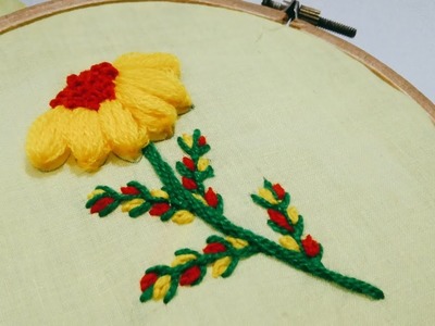 Hand embroidery | petal stich tutorial | Amazing woolen flower embroidery