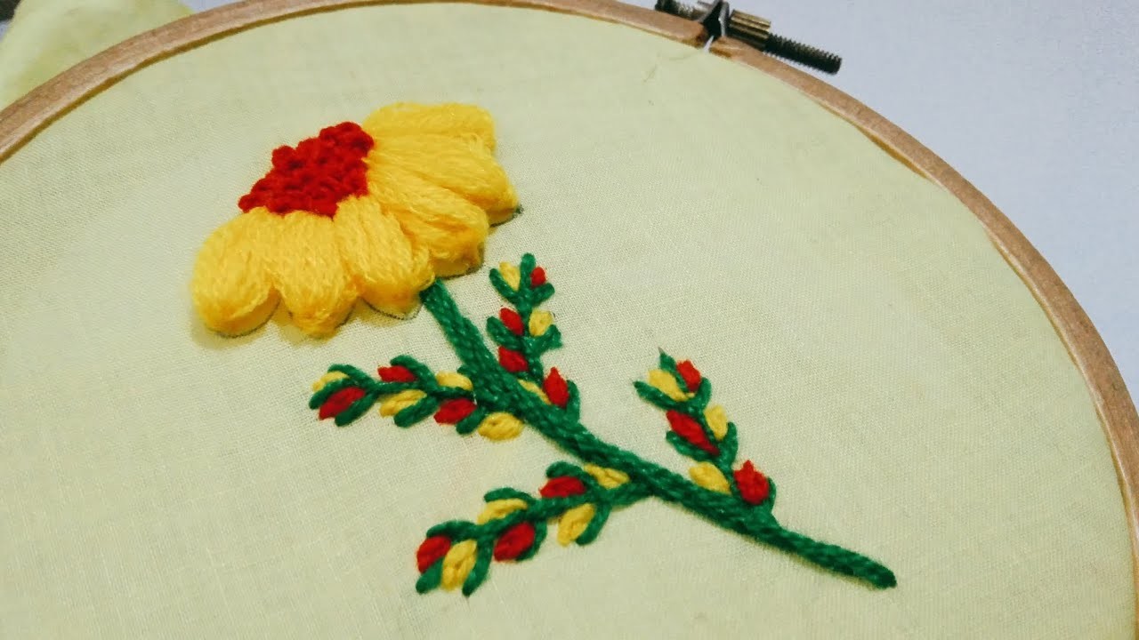 Hand embroidery | petal stich tutorial | Amazing woolen flower embroidery