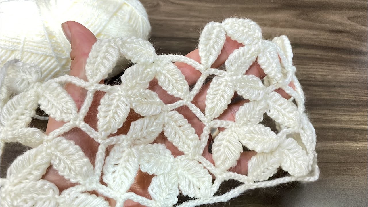 Hermosa puntada de hojas en crochet paso a paso hermoso para blusas y para mucho más