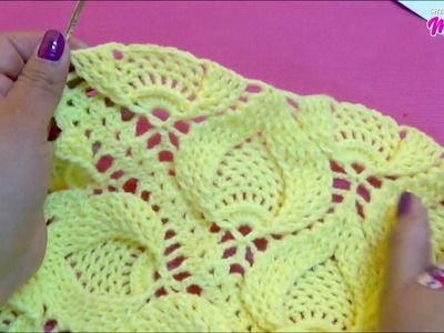 PARTE 5 Cuadro o cuadrado N° 31 tejido a crochet en punto hojas con piñas para colchas y cojines