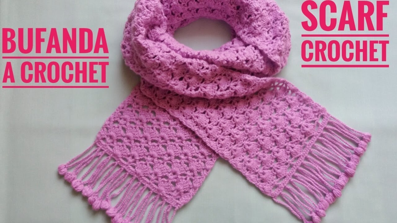 Scarf crochet tutorial.Hermosa bufanda tejida a crochet paso a paso.Cómo tejer chalina a ganchillo