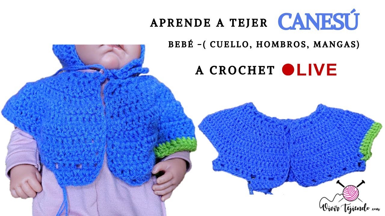 Canesú ( cuello, hombro, mangas ) a crochet parte 3 ajuar bebé