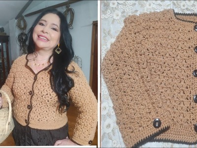 Chaqueta - Suéter "Canelita " para Todas las Tallas #tutorial  a  #crochet