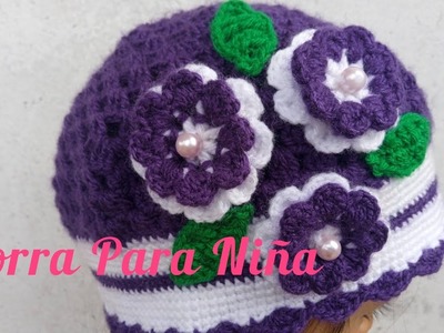 Gorra Para Niña Con Flores | Tutorial A Crochet ????