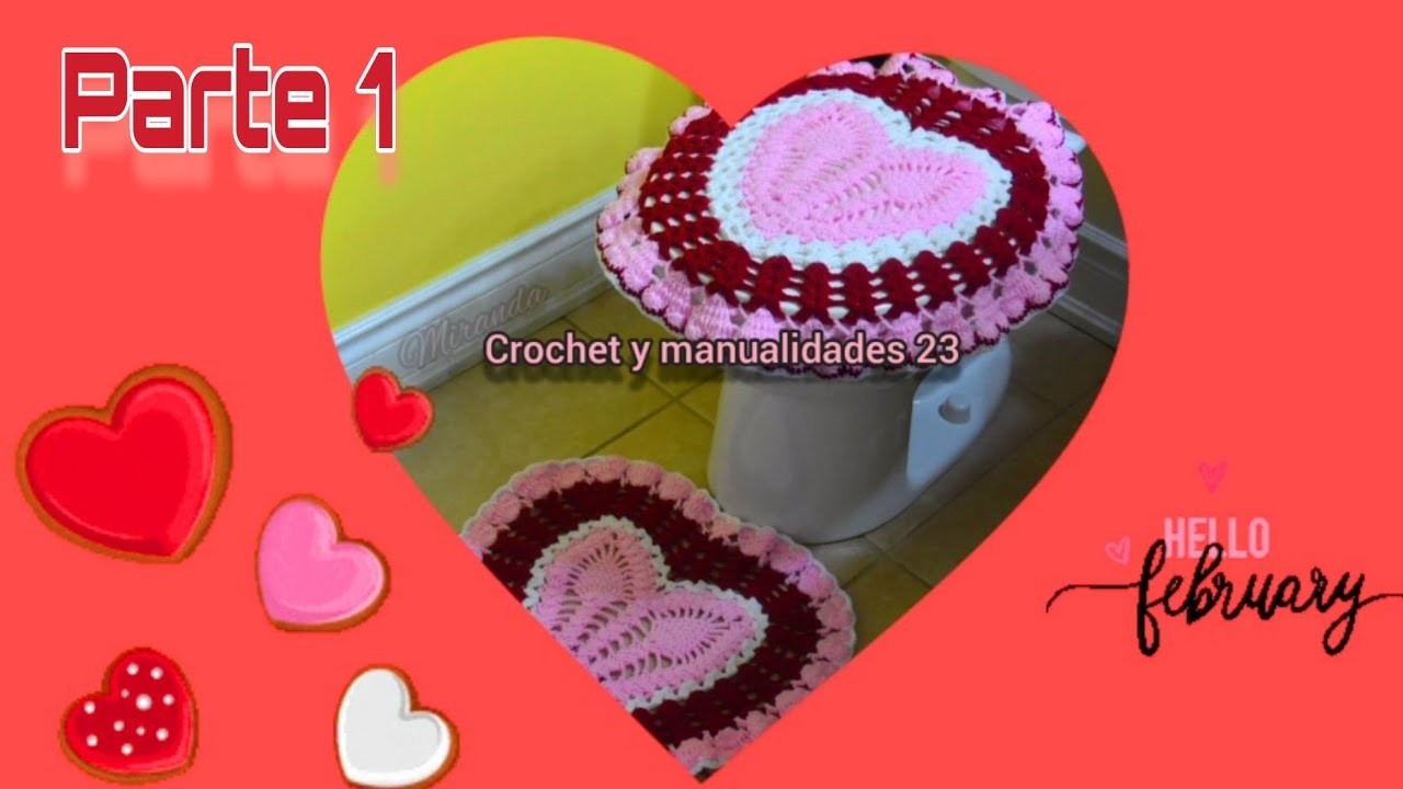 Juego de baño a crochet St Valentine's Parte 1.3