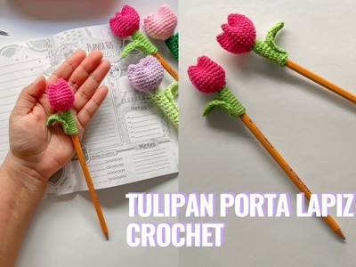 ????Tulipan porta lapiz tejido a CROCHET MUY FACIL????Tulip pencil holder knitted in CROCHET VERY EASY