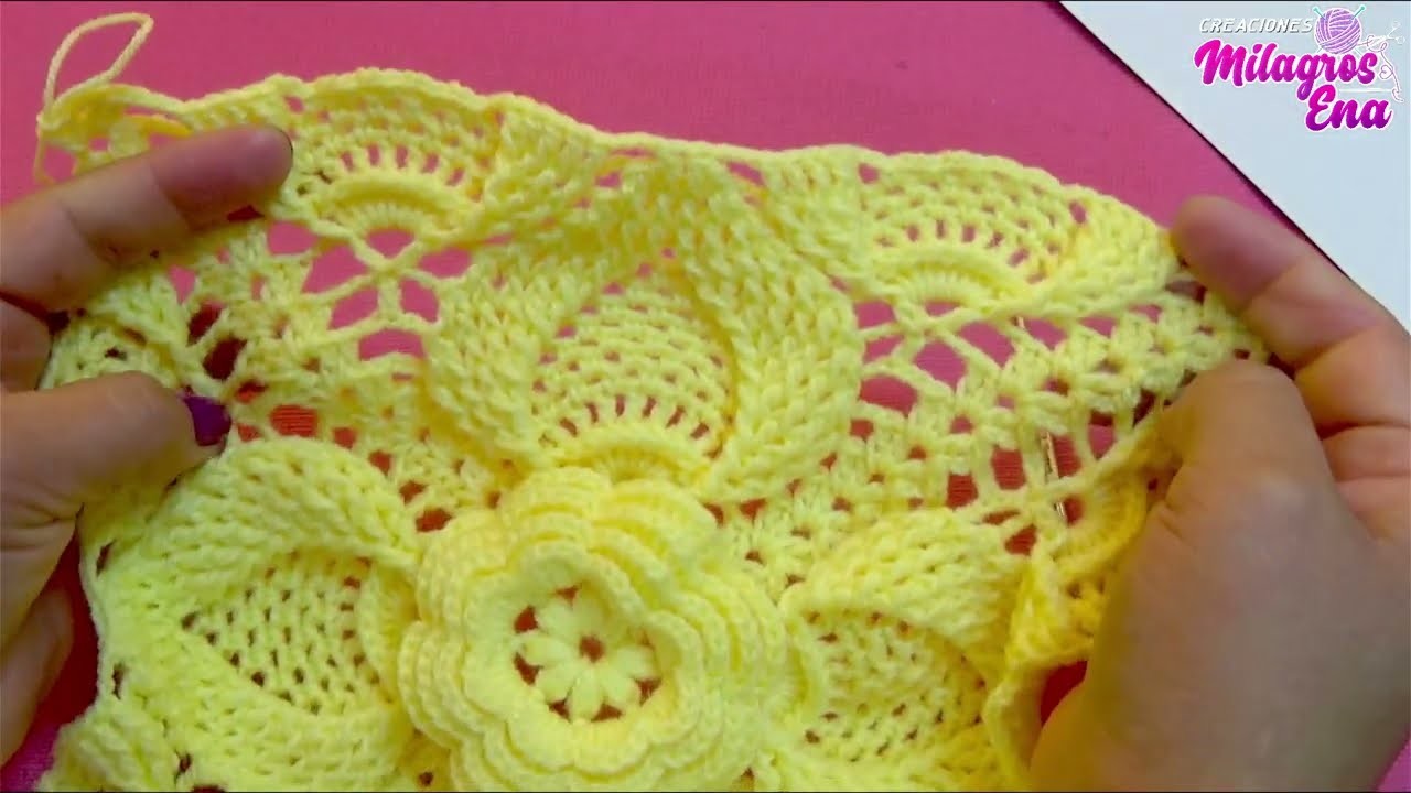 PARTE 4 Cuadro o cuadrado N° 31 tejido a crochet en punto hojas con piñas para colchas y cojines