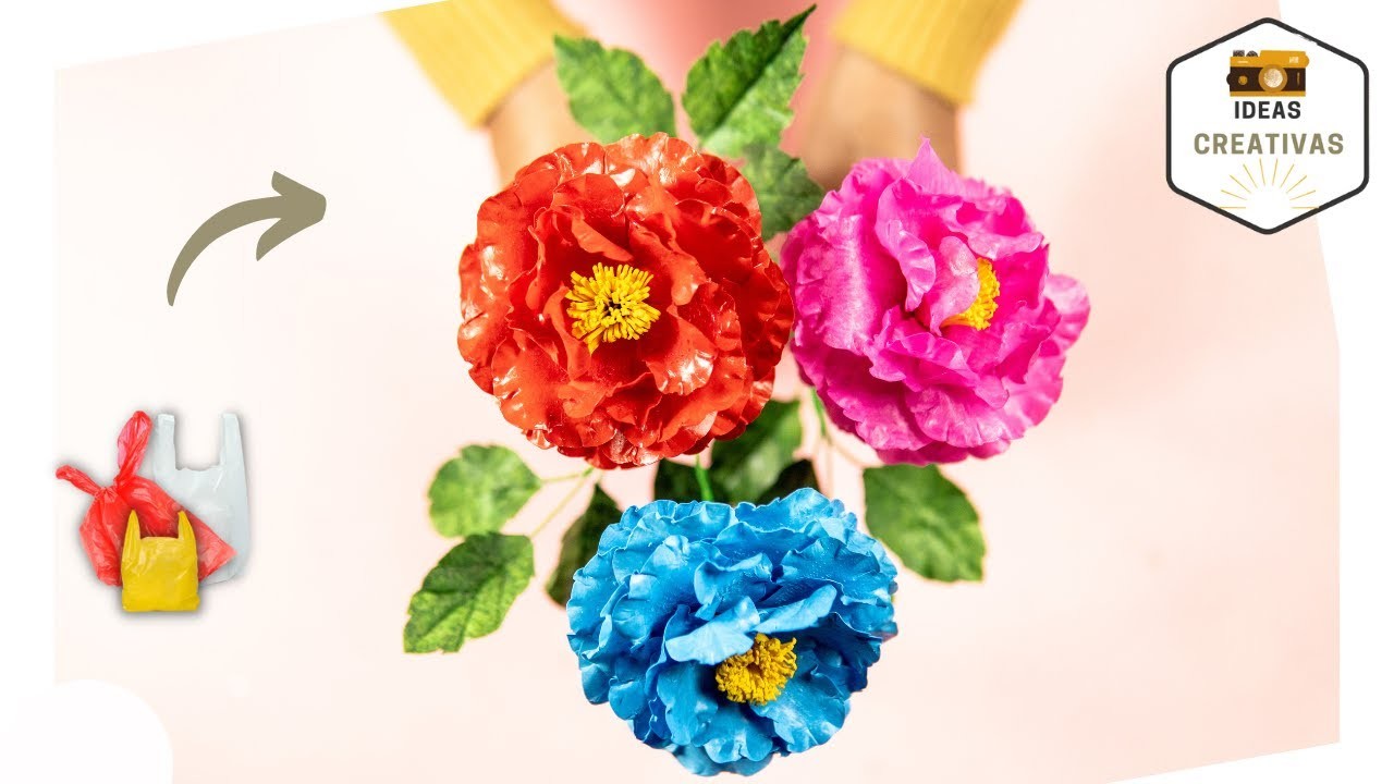 Como hacer flores con bolsas de plástico | Flores con Nylon | Manualidades en casa | Ideas Creativas