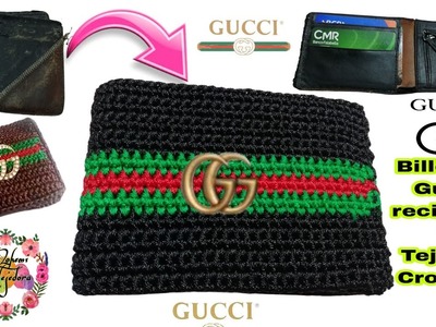 Billetera Gucci reciclada y tejida a crochet ♻️ paso a paso. #billetera #tejido #crochet.
