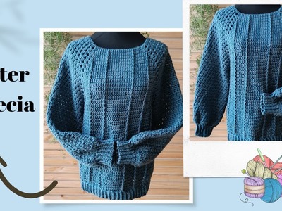 SUÉTER VENECIA (aprende de manera muy fácil a tejer un suéter a crochet)