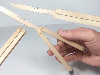 Cuchillo en mariposa con paletas de madera muy fácil de hacer en casa | hazlo tu mismo