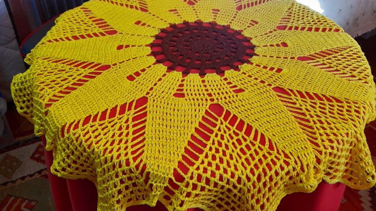 Girasol tejido a crochet *flores de ganchillo paso a paso *mantel centro de mesa *decoración hogar.