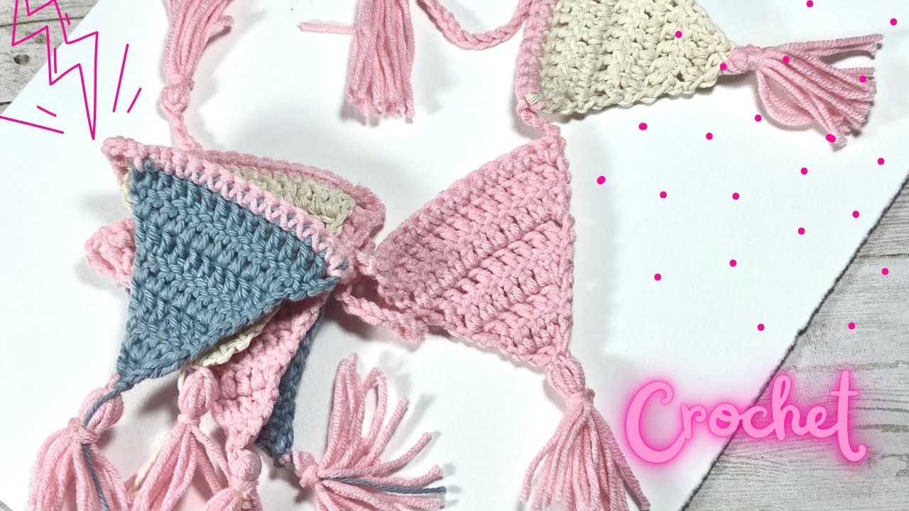 Banderín tejido al crochet con punto vareta muy fácil y hermoso