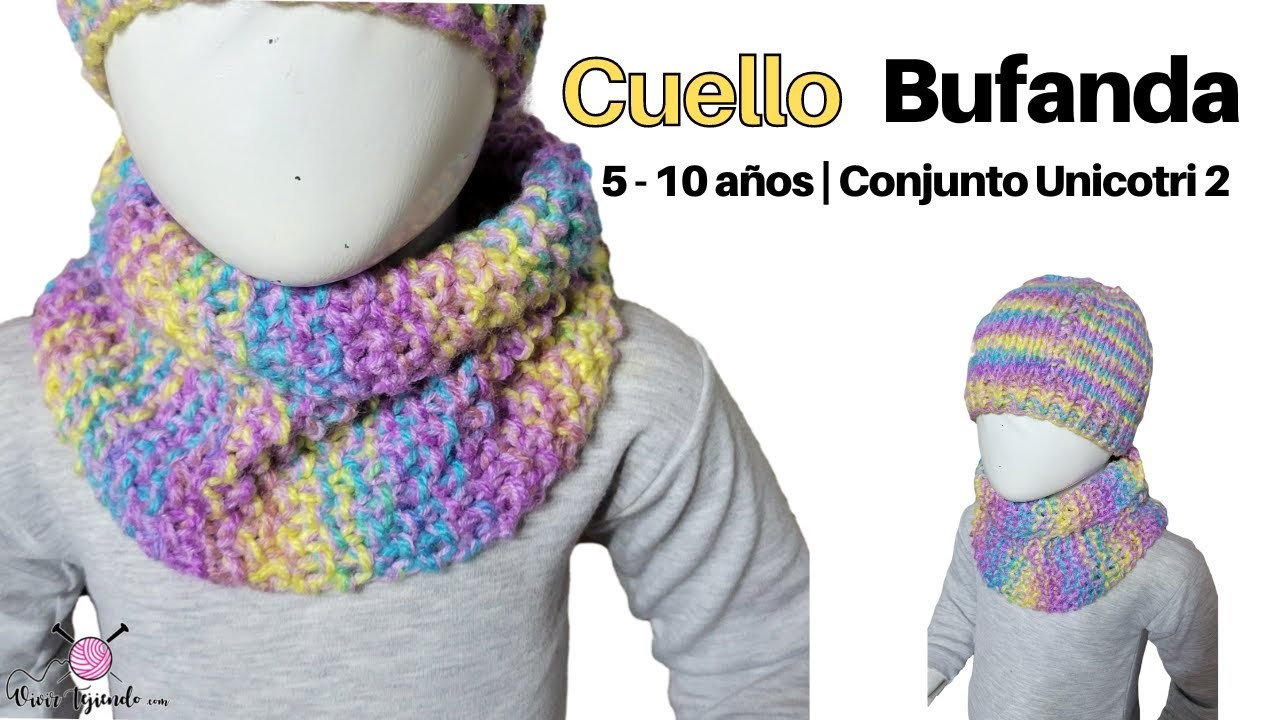 Cuello Bufanda Gorro a dos agujas de 5 a 10 años en una sola pieza – Aprende a tejer ropas original