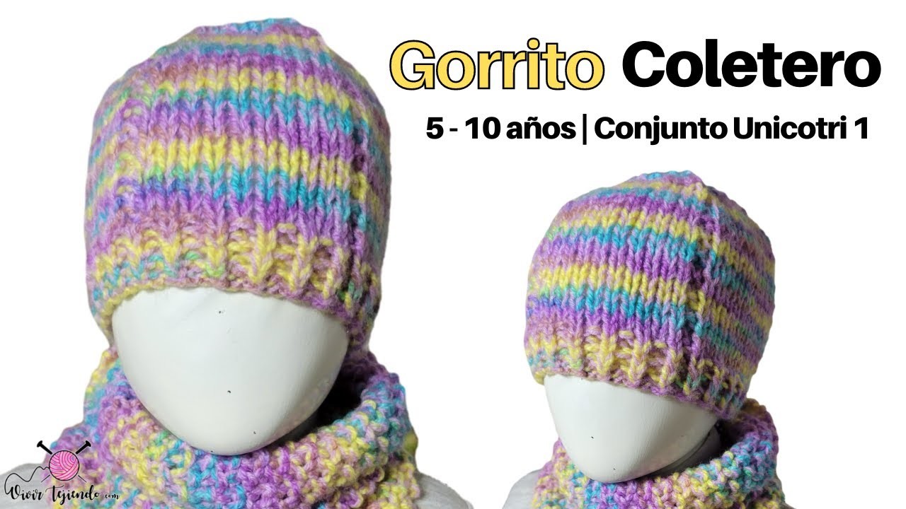 Gorrito Coletero a dos agujas de 5 a 10 años – Aprende a tejer ropas originales a Palitos