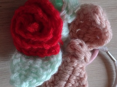 Colita moño y colita con mini Rosa tejido a crochet ❤️ fácil