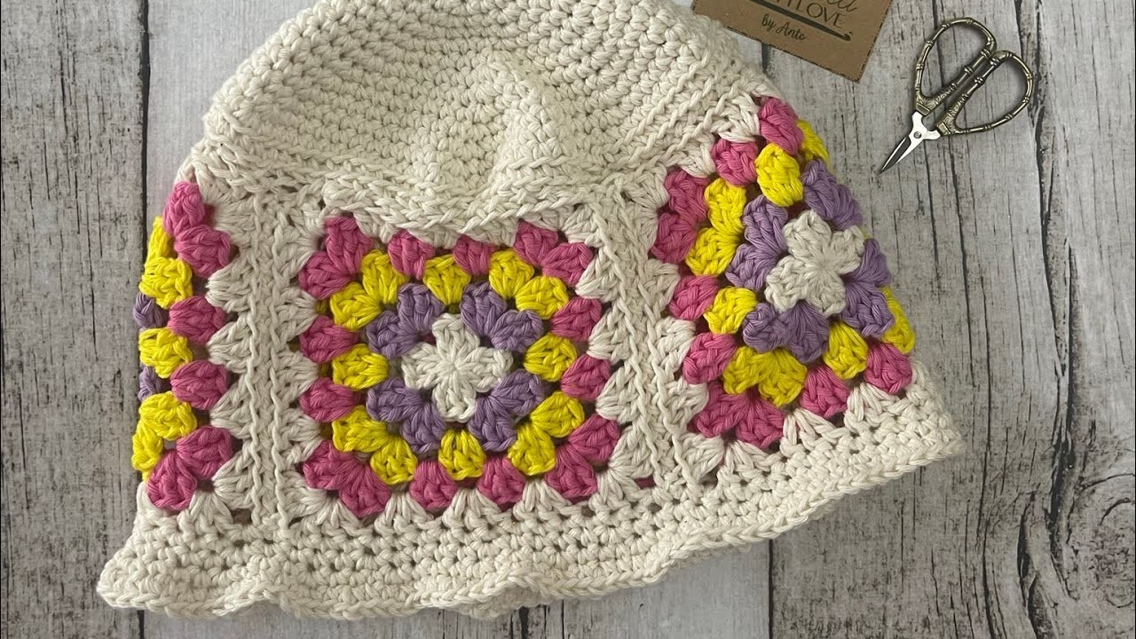 Granny bucket hat a crochet - Tejido plano (coronilla) Part 1