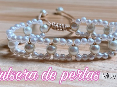 Pulsera de hilo con perlas. string bracelet with pearls ✨