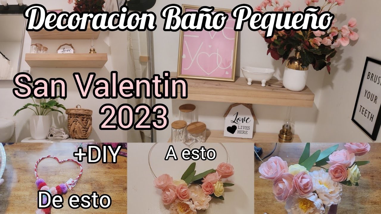 Como decorar un baño pequeño Para San valentin 2023+DIY Como hacer Corona de corazon.
