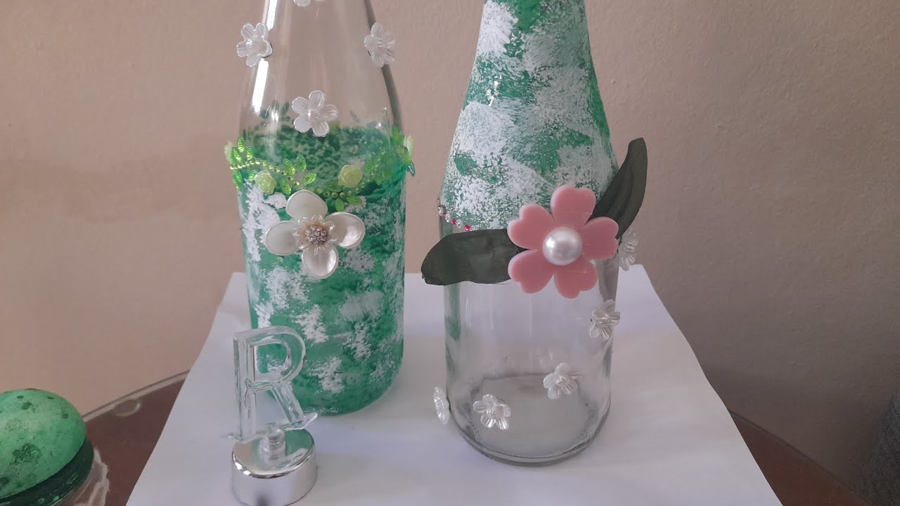 BOTELLAS DE VIDRIO DECORADAS fácil y rápido .RECICLAJE con botellas de cristal