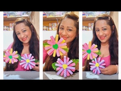 Como hacer flores sencillas en fomy con tiritas. una forma super fácil y bonita ????????