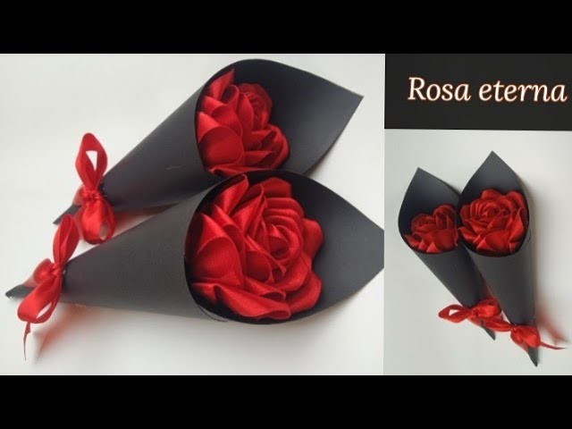 Cómo hacer una rosa con listón muy fácil y rápido. regalo para San Valentín