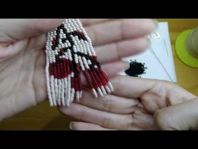 Aretes largos en mostacilla cascada cereza 3