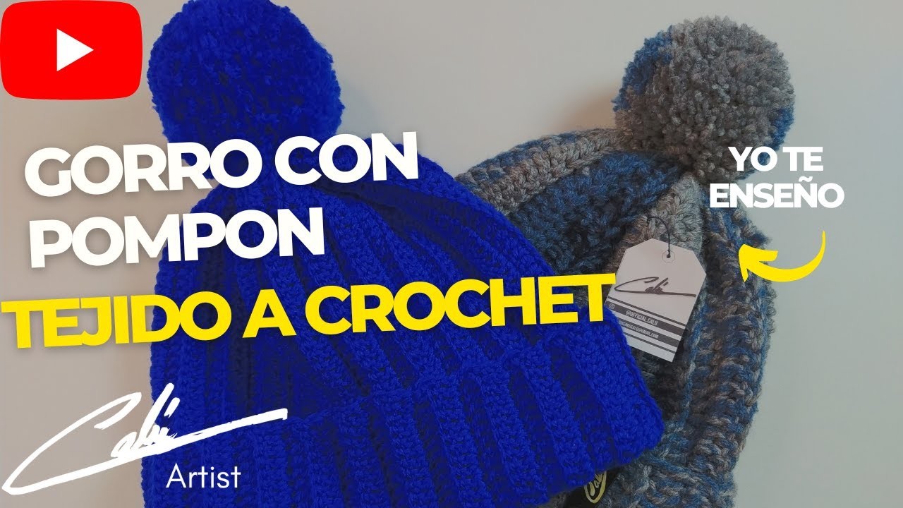 COMO HACER UN GORRO CON POMPON TEJIDO A CROCHET FACIL !!!