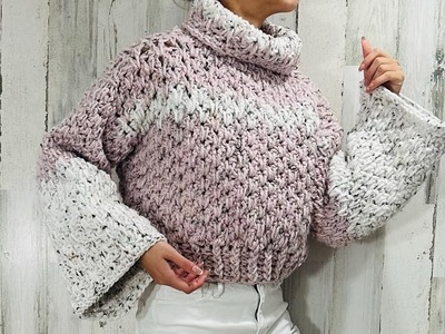 Sweater o jersey a crochet | chunky | todas las tallas || Tutorial ||