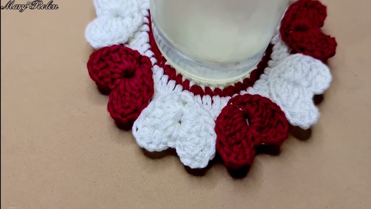 Posavasos de corazones a Crochet hermosos y fáciles