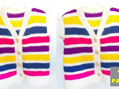 Como tejer chaleco en dos agujas paso a paso para niñas y niños punto jersey y santa clara fácil.