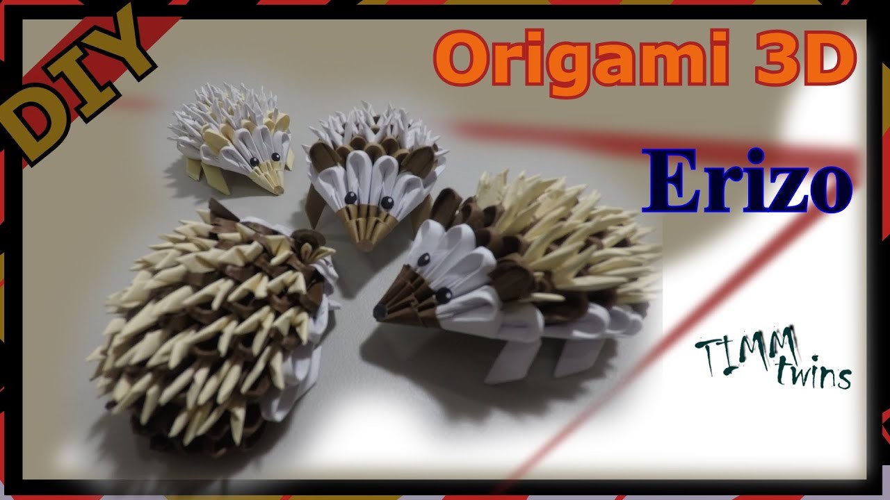 DIY Erizo de Origami 3D - figura fácil