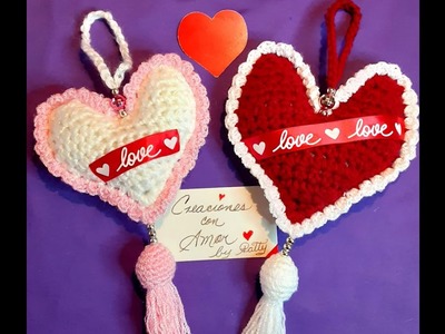 Corazones a crochet para el dia de San Valentin.Crochet Valentines heart