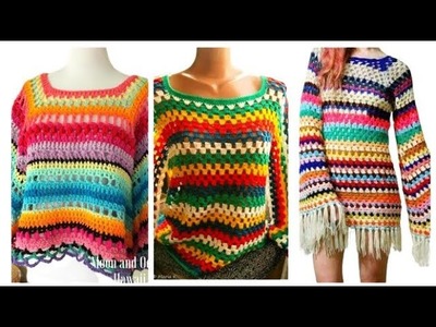 Hermoso diseño de tops y blusas a crochet