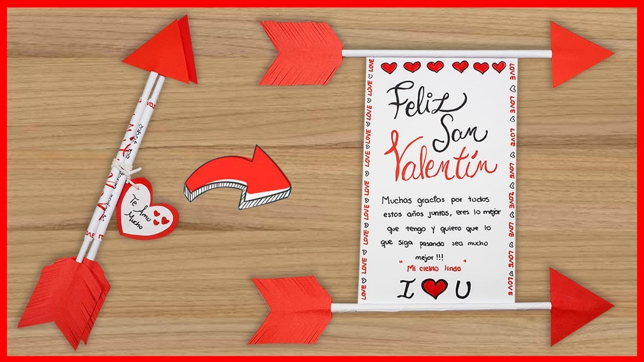????Tarjeta sorpresa plegable FLECHAS para el DÍA DE SAN VALENTÍN ???????? Valentine's Day Card