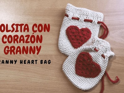 Tutorial Bolsita con Corazón Granny. Granny Heart Bag Tutorial [English subtitles]