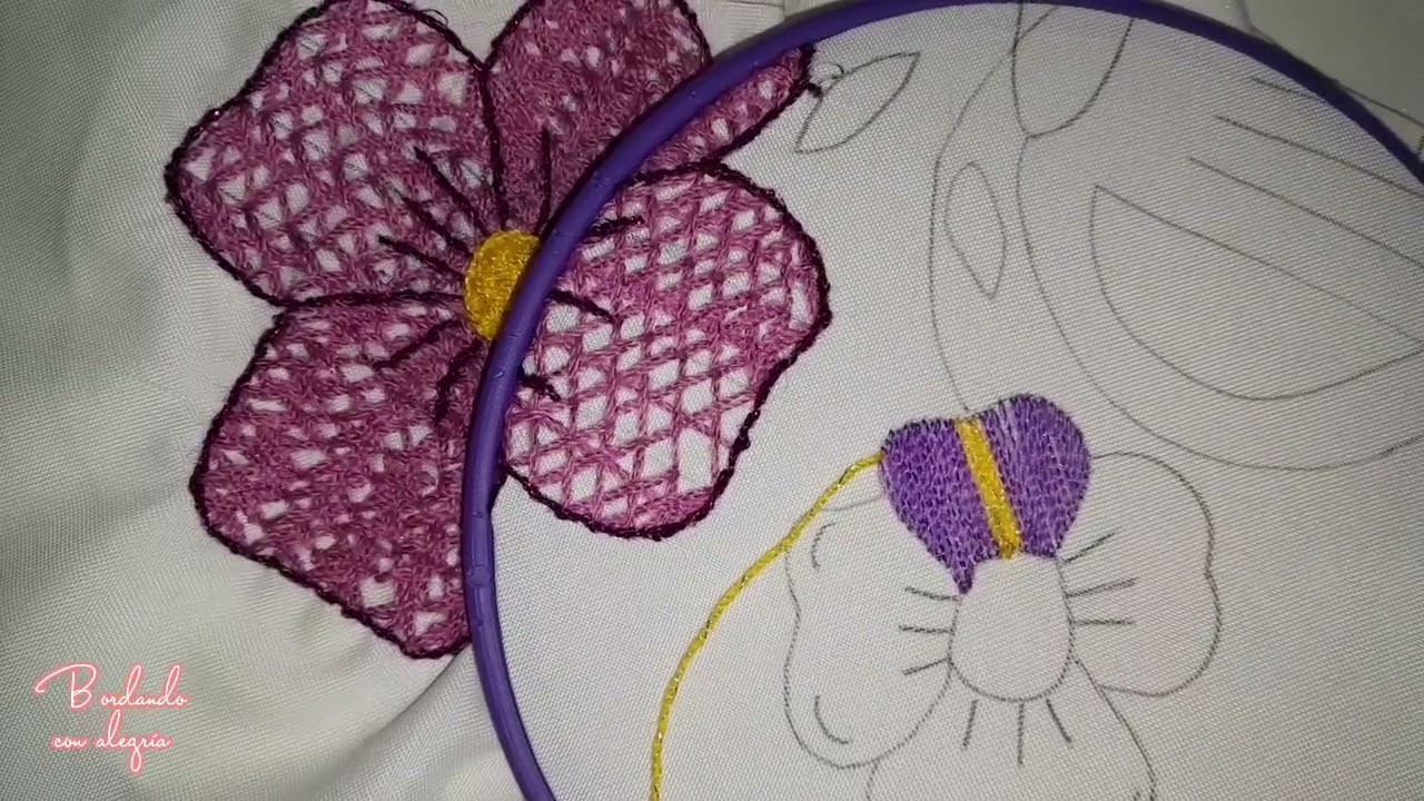 Bordados fantasía flor petatillo sencilla. Hand embroidery fantasy flower #bordandoconalegria