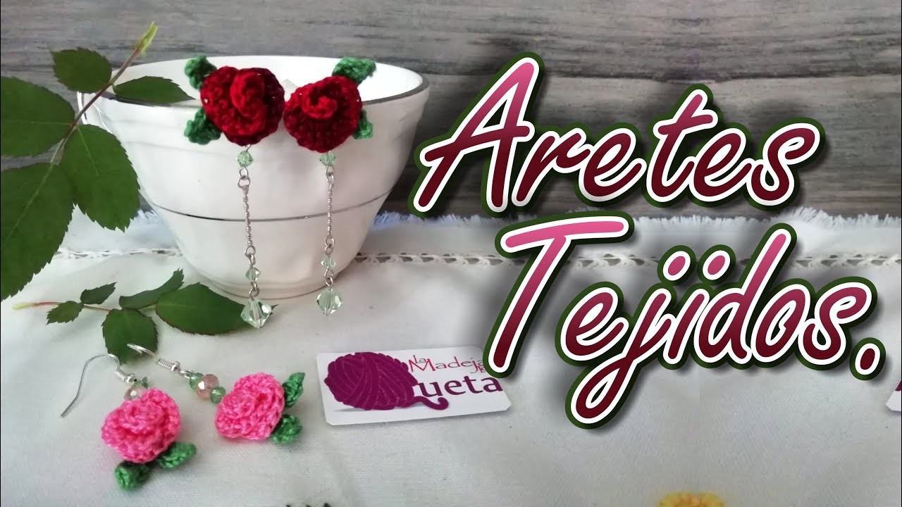 Aretes  tejidos  a crochet | Mini rosas tejidas  para: Pendientes, zarcillos, aros.