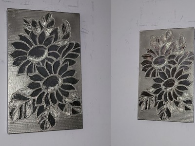 Elegante cuadro plateado  Girasoles.Elegant silver painting Sunflowers