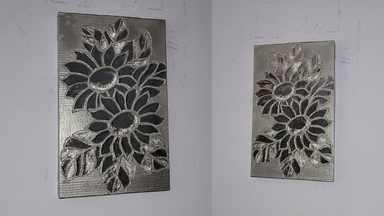 Elegante cuadro plateado  Girasoles.Elegant silver painting Sunflowers