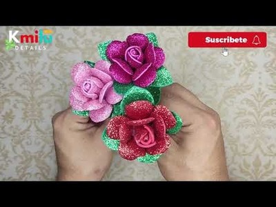 Como hacer lindas Rosas en Foami FÁCIL ???????? Valentine's Day  DIY & Gift Ideas