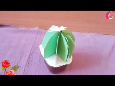 Como hacer un captus de papel #cactus # DIY #manualidades