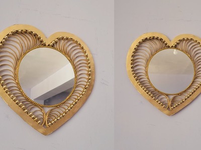 Increible espejo en forma de corazón con tubos de cartón.amazing heart shaped mirror